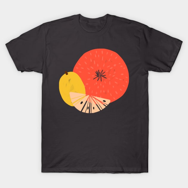 Summer Tropical Fruits Pattern T-Shirt by panco